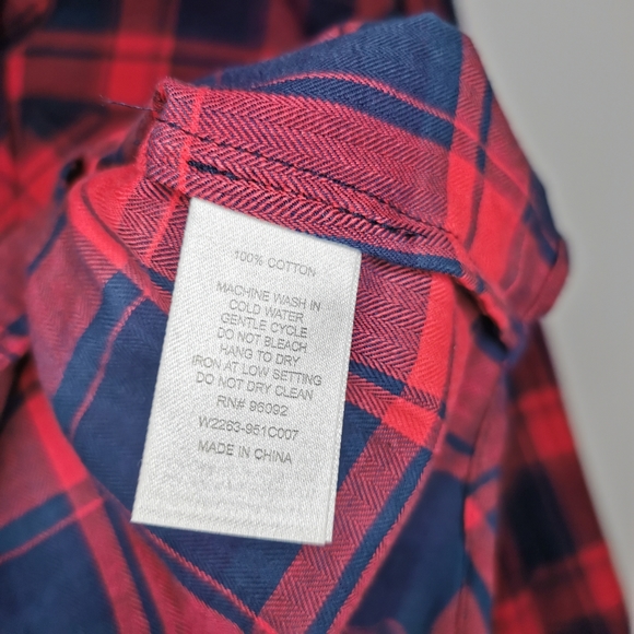 DALIA Blue & Red Long Sleeve Button Down Shirt - Picture 3 of 5